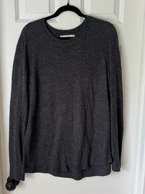 Loft Long Sleeve Tunic Length Crew Neck Sweater - Gray - Large